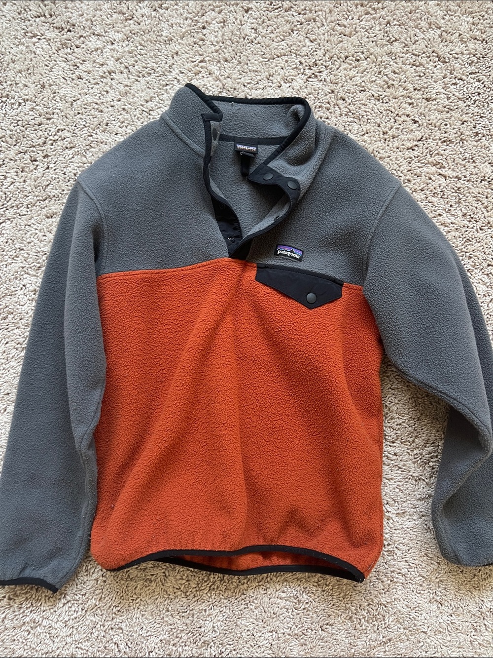 Patagonia Two-Tone Snap Pullover - Gray & Rust, Size L